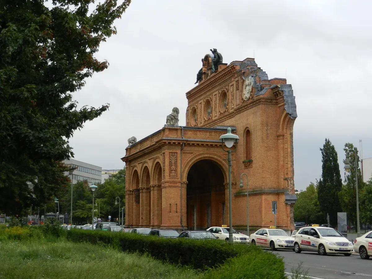 Surviving portico ruin of Anhalter Bahnhof near the Berlin Story Bunker